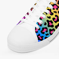 Leopard Print Trainers Womens Neon Electric Color Canvas Low Top Shoes