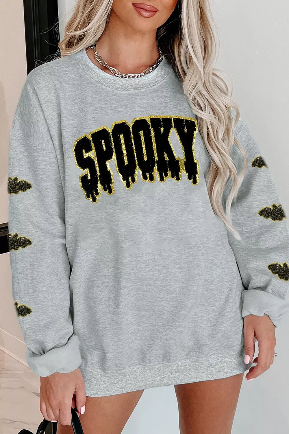 Gray Halloween sweatshirt with sequin &
