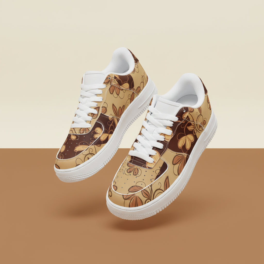Brown Floral Sneakers | Floral Sneakers Shoes