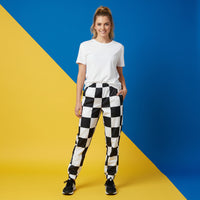 Track Pants Black And White | Unisex All-Over Print Streetwear Joggers