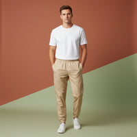 Beige Track Pants | Unisex All-Over Print Streetwear Joggers