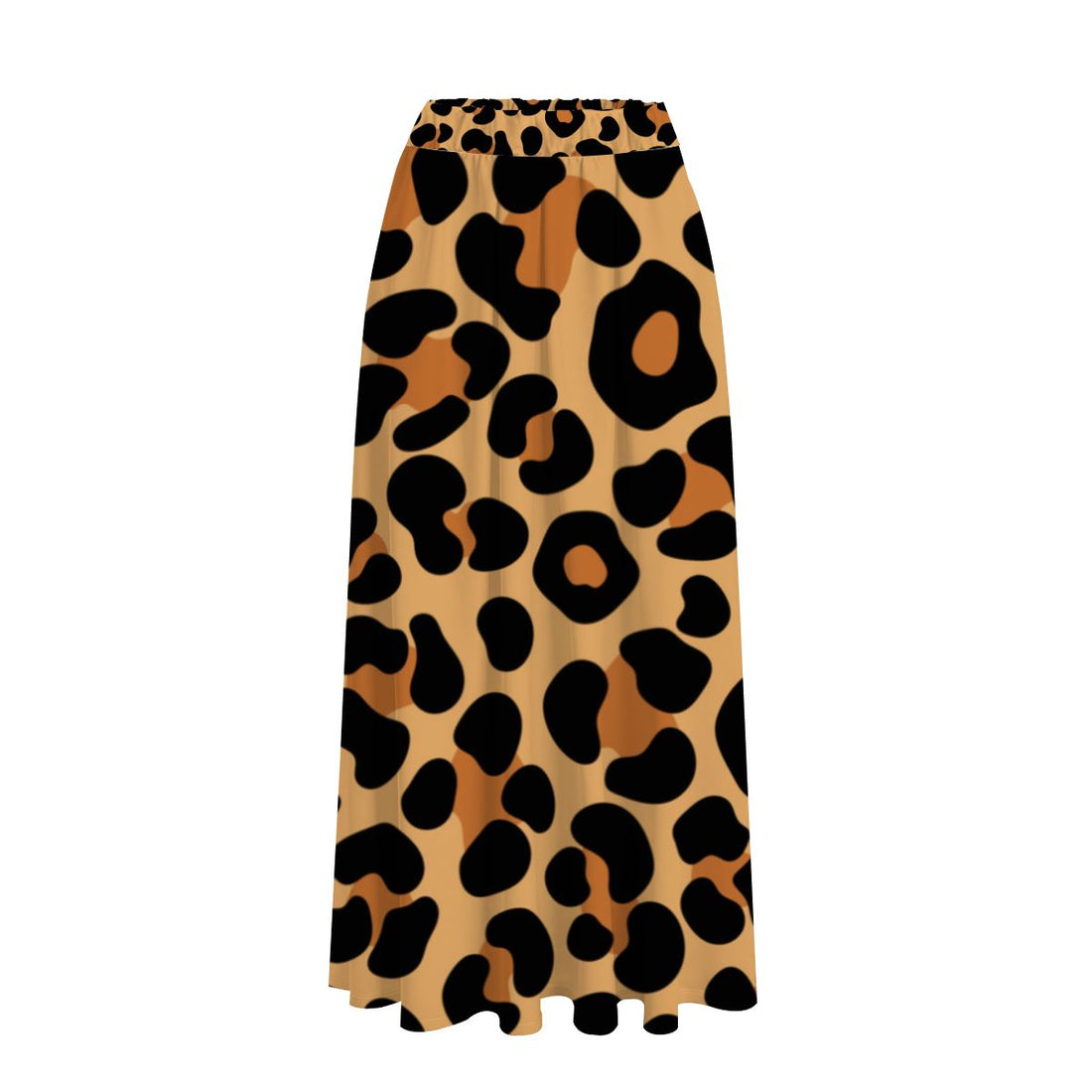 Leopard Print Skirt Midi Length Brown Classic Print with Pockets