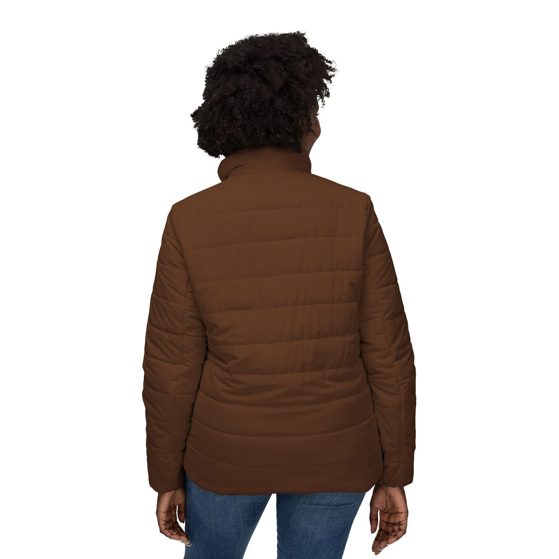 Brown Puffer Coat | Minimalist Plain Dark Brown Quilted Coat