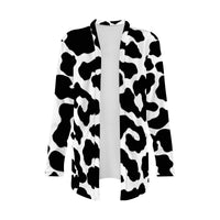 Black Leopard Print Open-Front Cardigan with Pockets