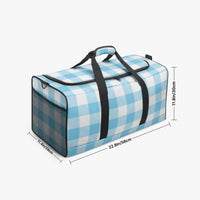 Blue Gingham Duffle Bag Light Blue Canvas