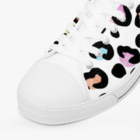 Leopard Print Trainers Womens White Multi Color Canvas Low Top Shoes