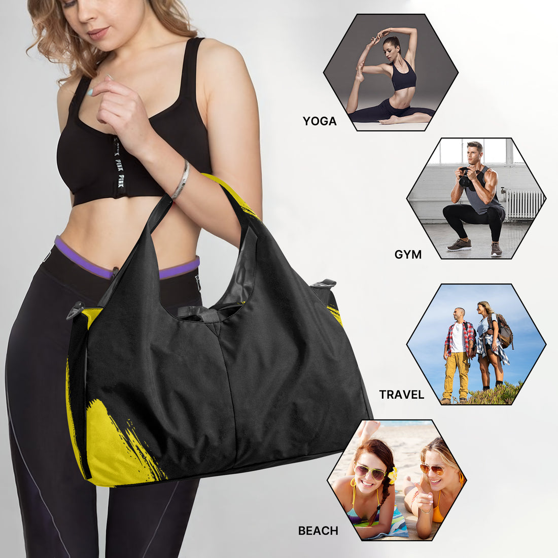 Black And Yellow Gym Bag Womens
