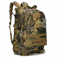 40L tactical backpack in woodland camouflage with MOLLE webbing and adjustable straps