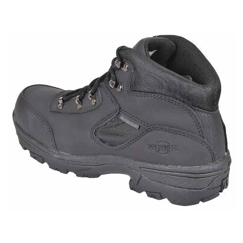 Charcoal waterproof walking boot with padded collar and metal lace hooks