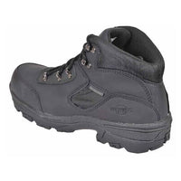 Charcoal waterproof walking boot with padded collar and metal lace hooks