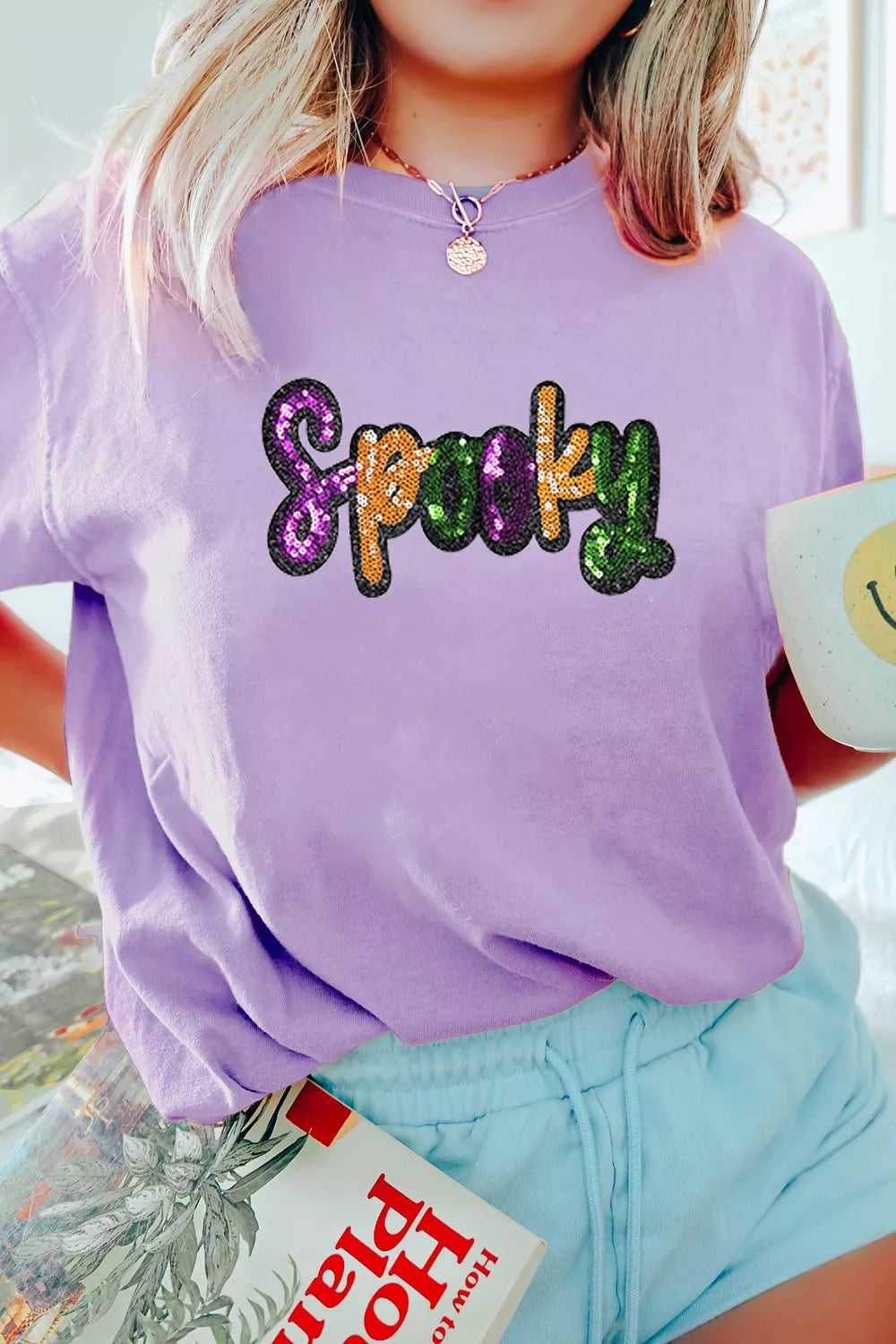 Lavender T-shirt with sequined &