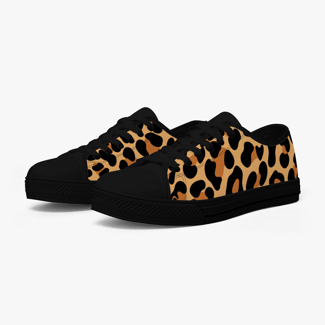 Leopard Print Trainers Womens Classic Brown Canvas Low Top Shoes