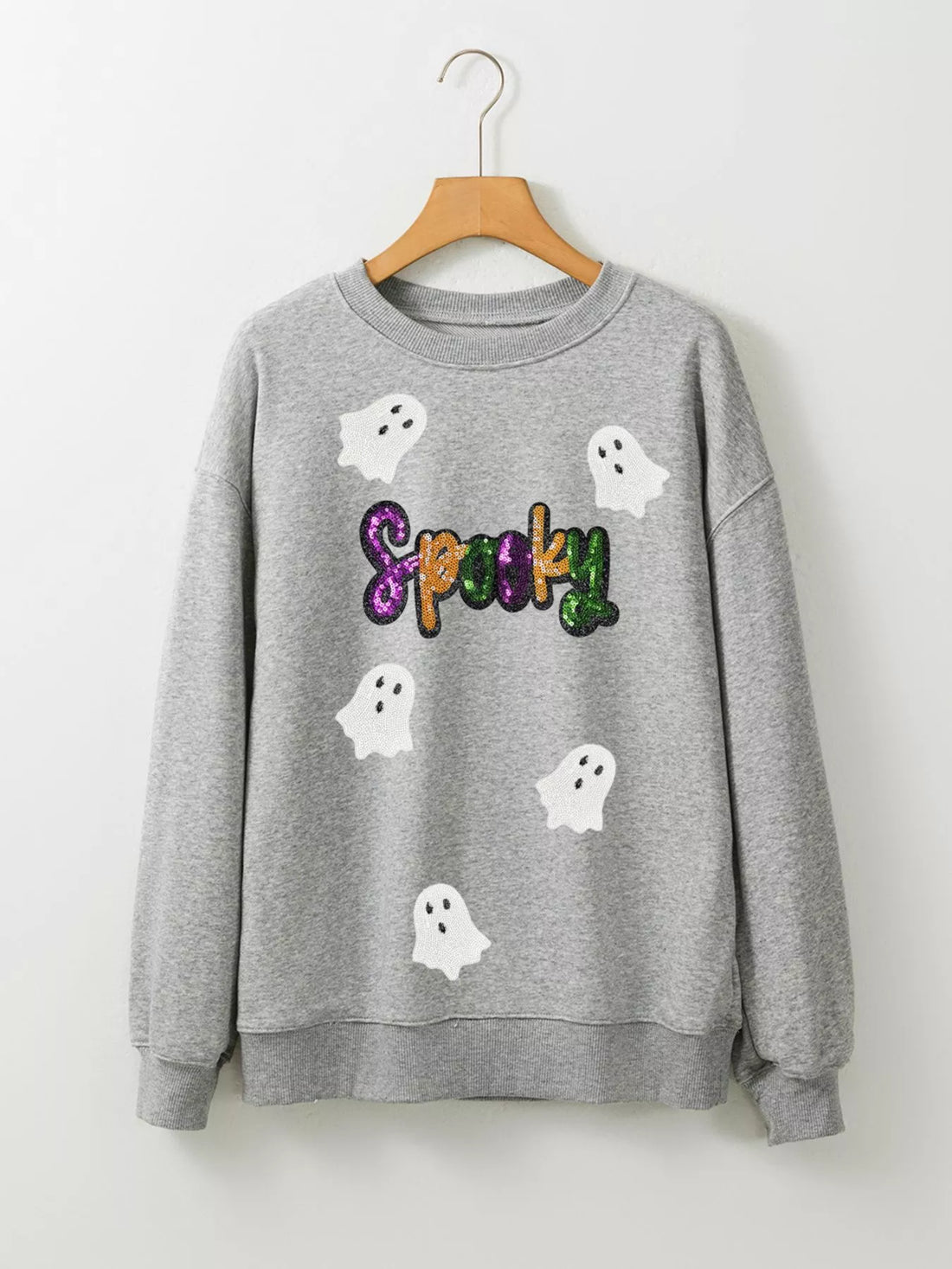Gray sweatshirt on hanger with sequin &
