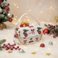 Custom Red Cherry Underarm Bag | Y2K Shoulder Purse with Chain Strap