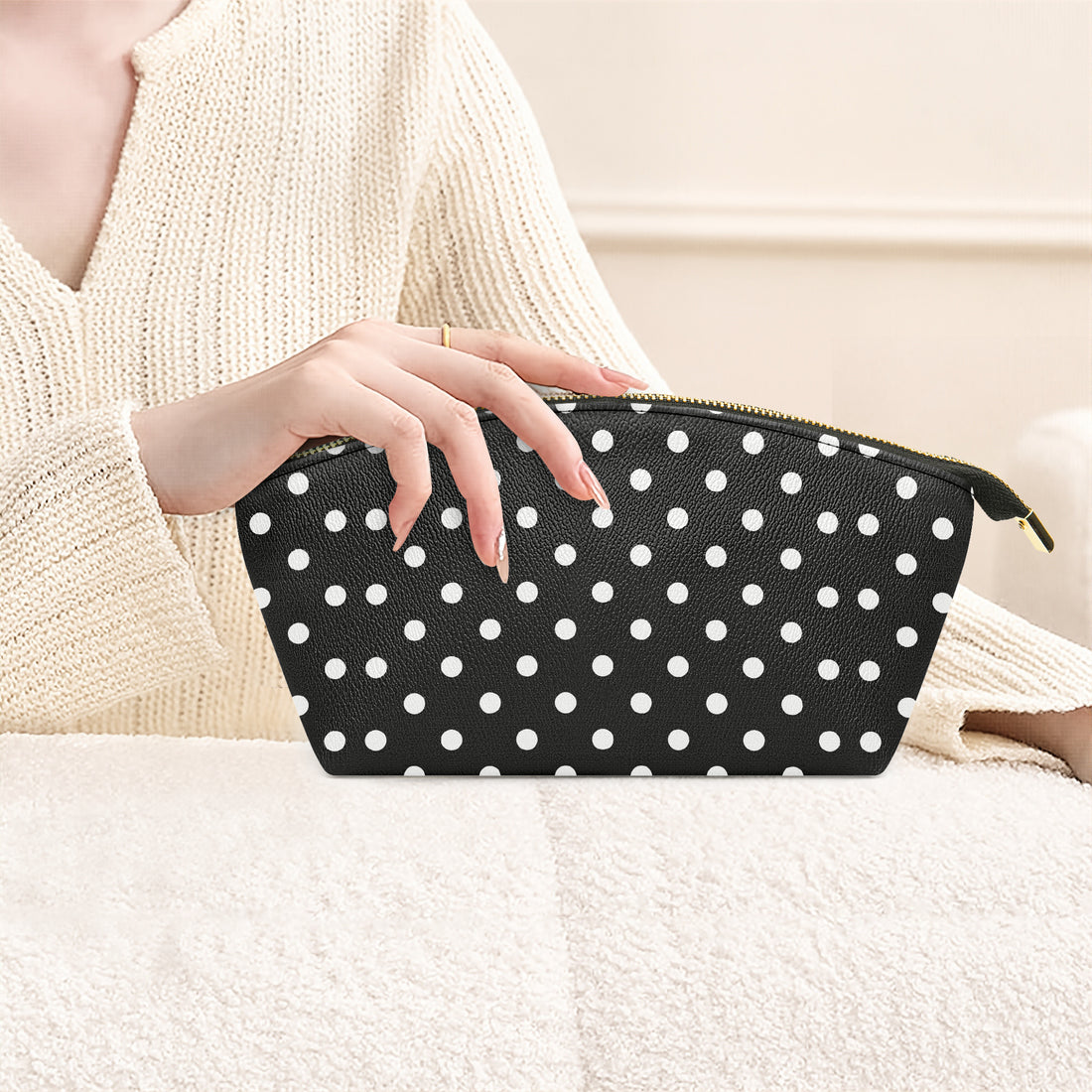 Black And White Polka Dot Makeup Bag