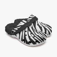 Women's Zebra Print Fluffy Clogs With Fleece Lining Ladies Shoes