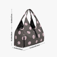 Women's Brown and Pink Polka Dot Canvas Sports Bag