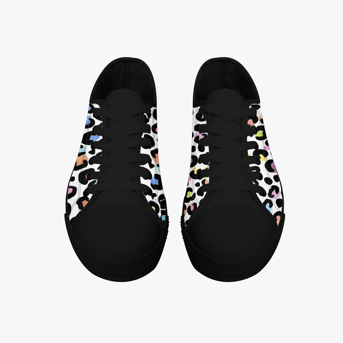 Leopard Print Trainers Womens White Multi Color Canvas Low Top Shoes