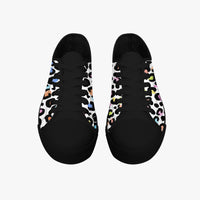 Leopard Print Trainers Womens White Multi Color Canvas Low Top Shoes