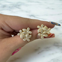 Flowers Large Stud Earrings Gold-3