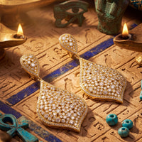 Gold drop earrings with pavé stones