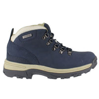 Navy waterproof walking boot with cream collar and contrast midsole