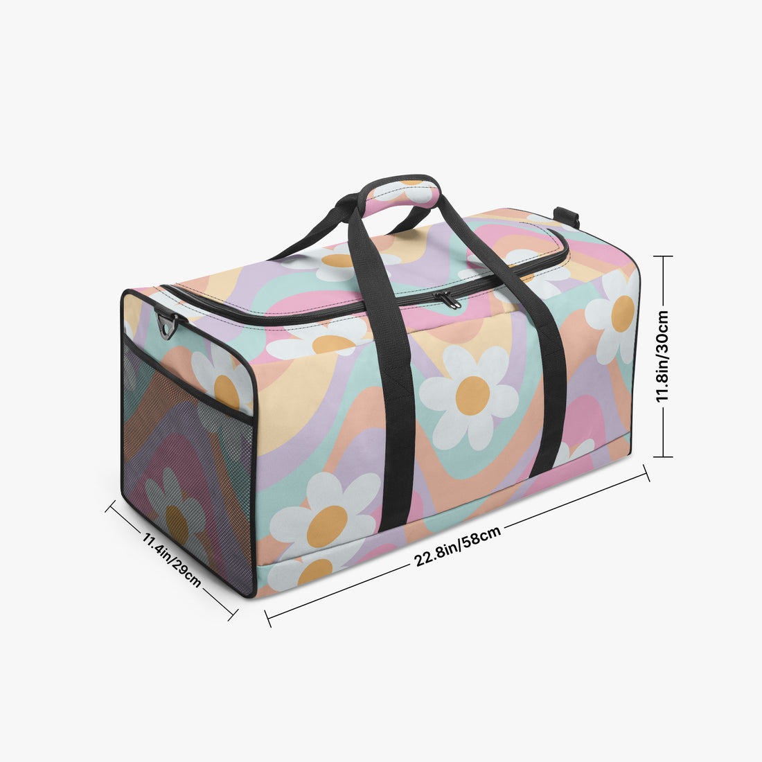 Duffle Bag Multi Colour Daisy Print Cute Canvas