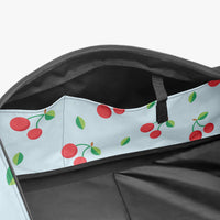 Red Cherry Print Duffle Bag Blue Canvas