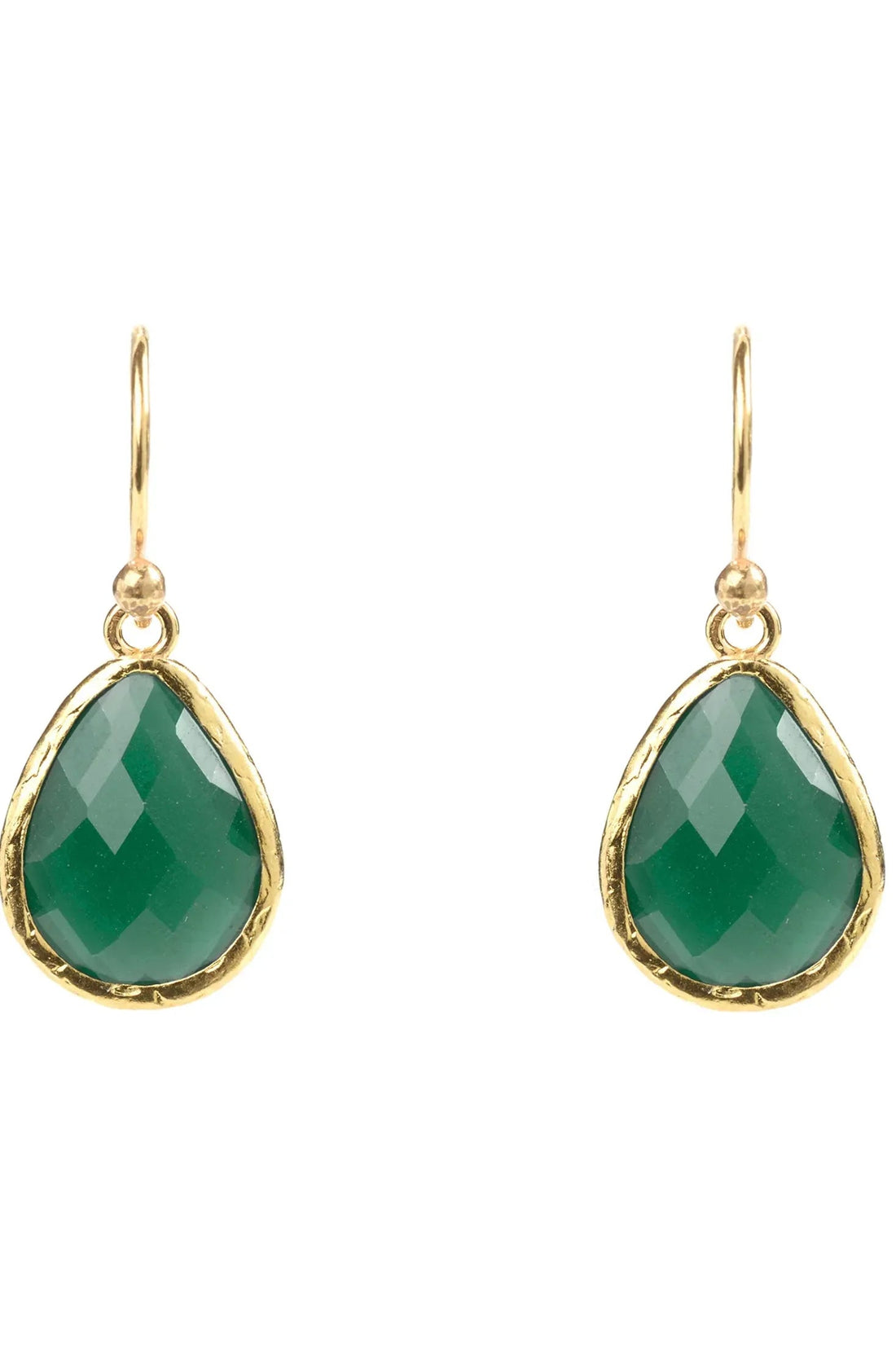 Petite Drop Earrings Green Onyx Gold-0