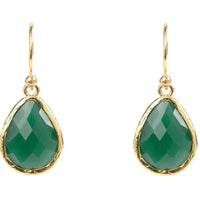 Petite Drop Earrings Green Onyx Gold-0