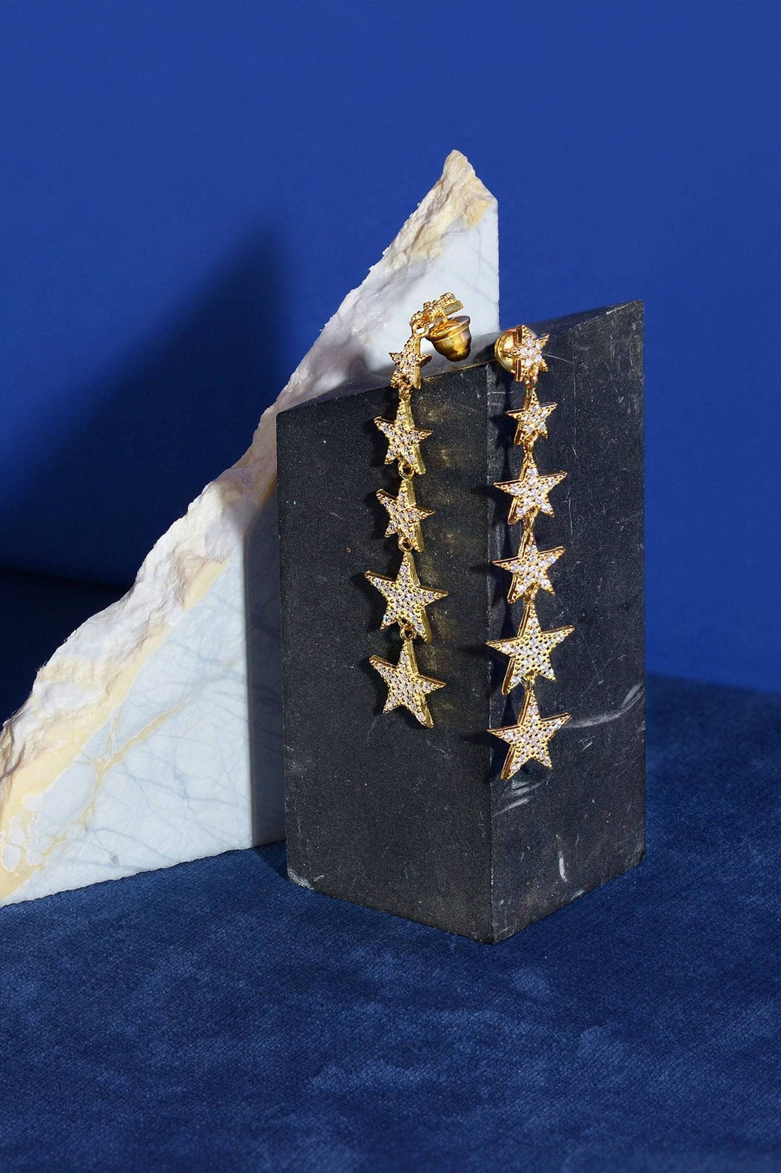 Graduated Star Drop Earrings Sterling Silver-3