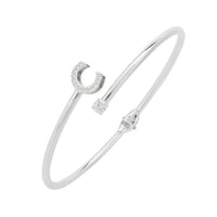 Silver initial C bangle bracelet with small crystal charms