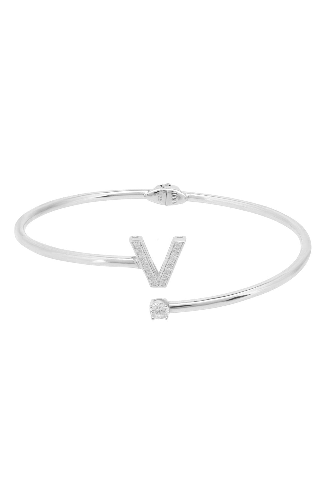 Initial Bangle Silver V-1
