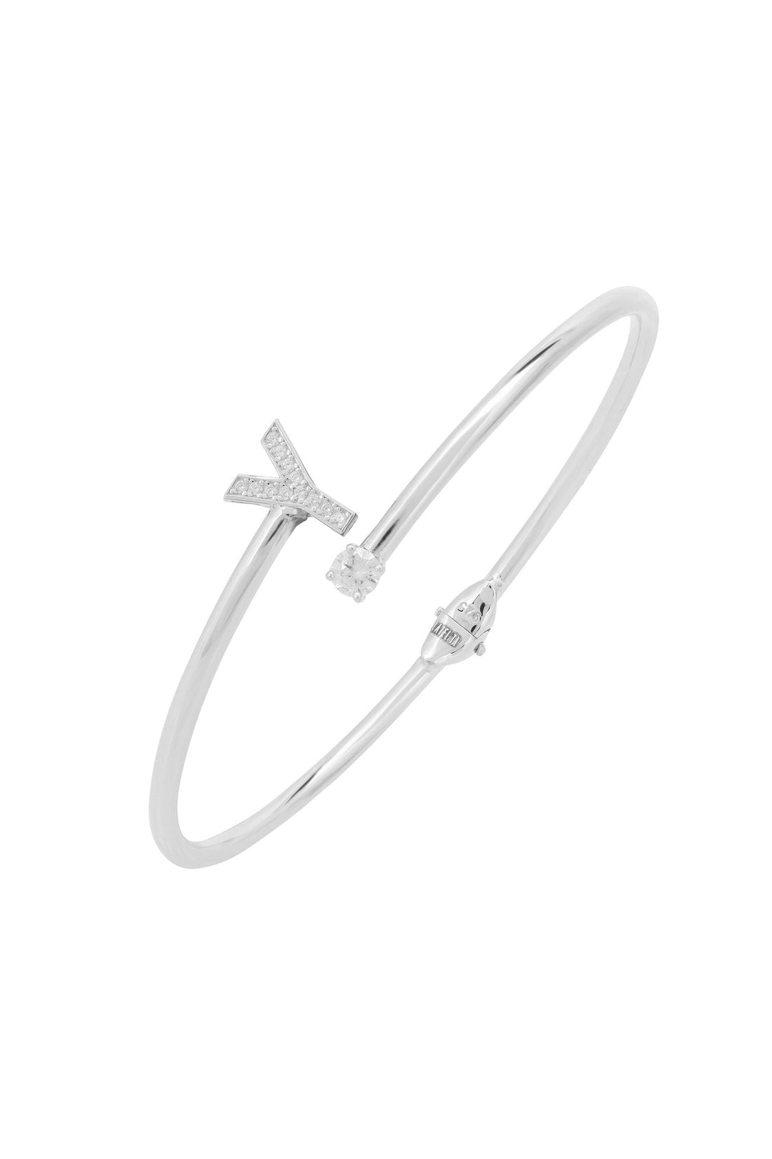 Silver-tone initial bangle bracelet with star and Y charm accents