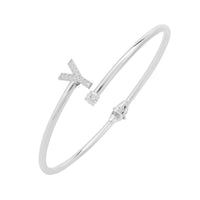 Silver-tone initial bangle bracelet with star and Y charm accents