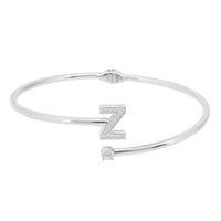 Silver bangle bracelet with rhinestone initial Z and small sparkle stones