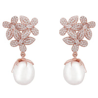 Flowers Pearl Earrings Rosegold White-0