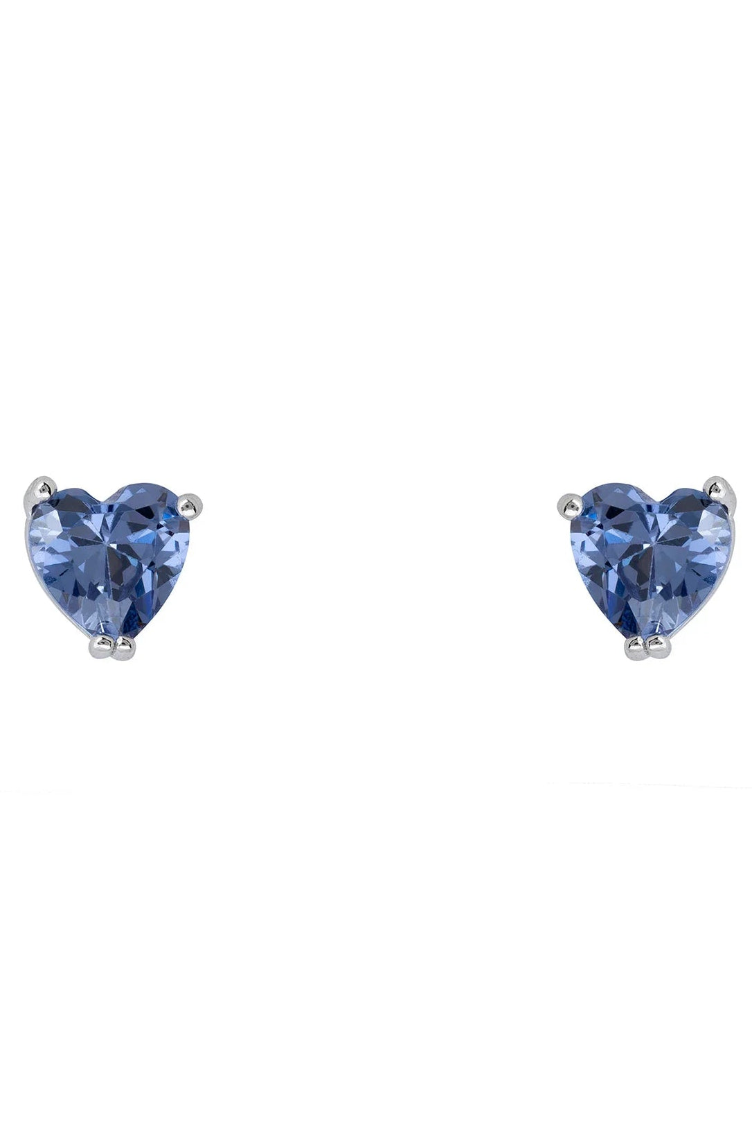Asscher Cut Heart Stud Earrings Silver Tanzanite-0