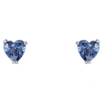 Asscher Cut Heart Stud Earrings Silver Tanzanite-0