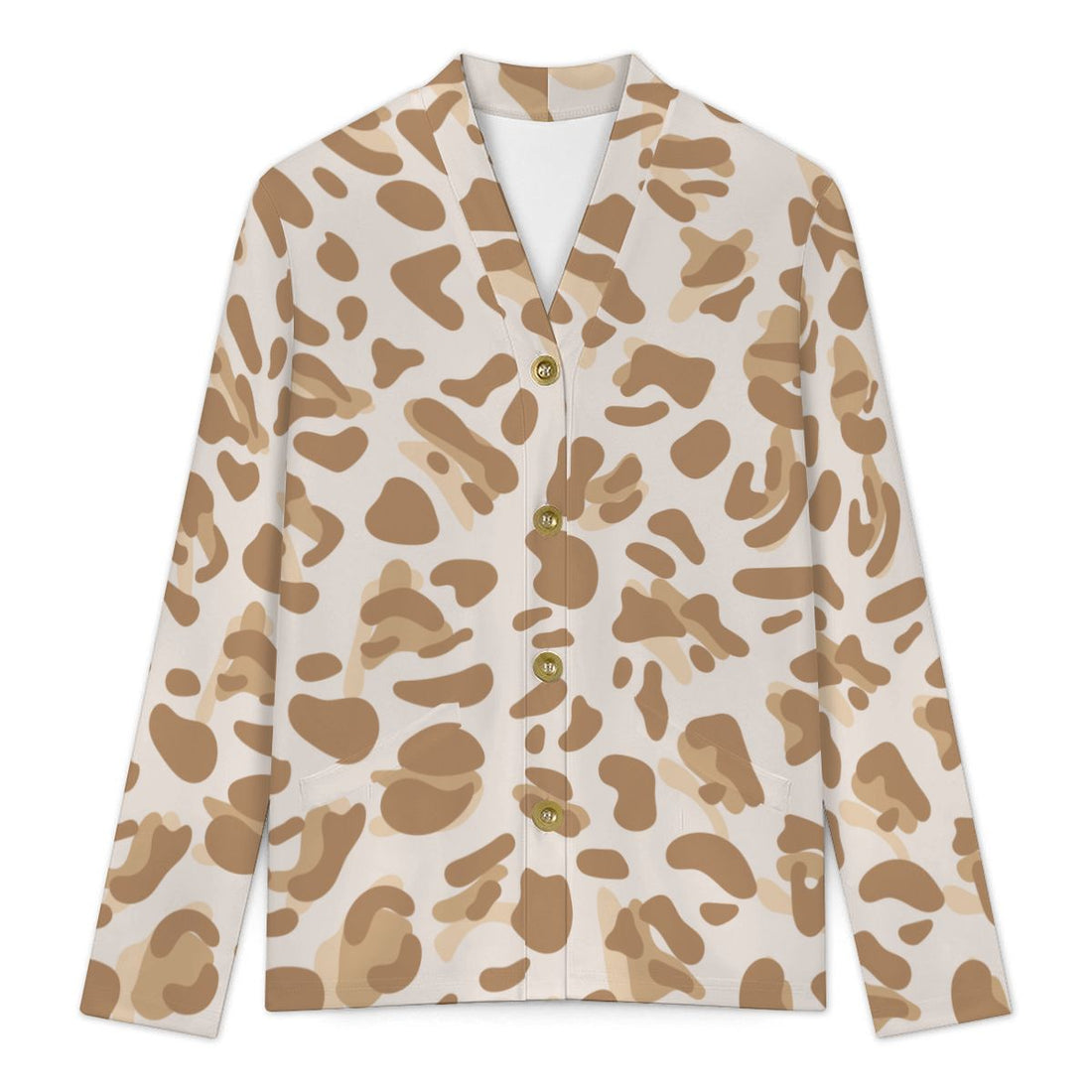 Cream Leopard Print Buttoned Cardigan