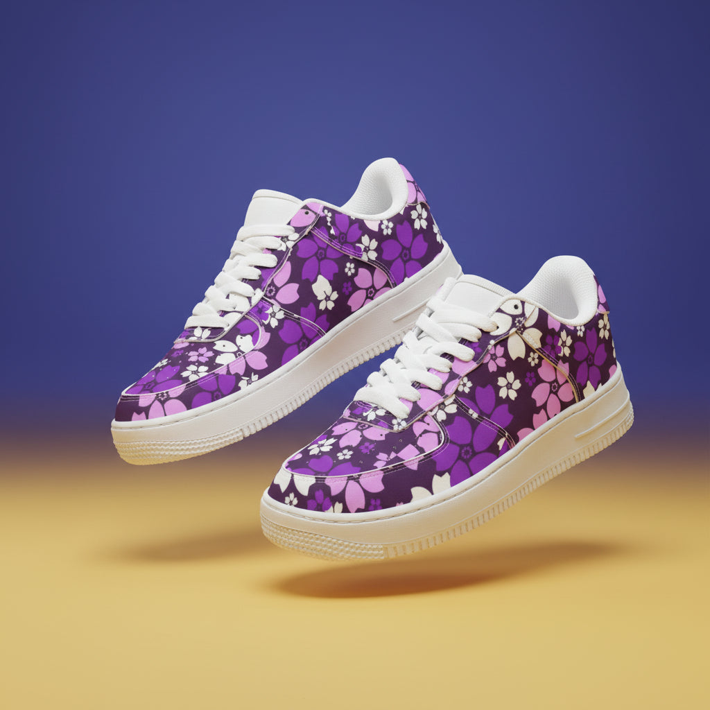 Purple Floral Sneakers | Floral Purple Shoes