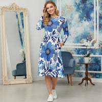 Botanical Bloom Blue Floral Dress | White and Blue Midi