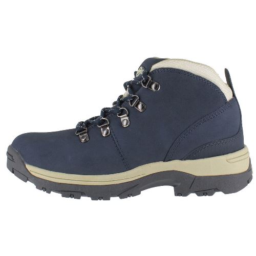 Navy walking boot in reverse side view with rugged sole