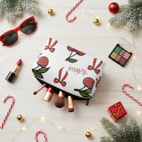 Makeup Bag Bow | Personalized White Cherry & Red Bow Cosmetic Case