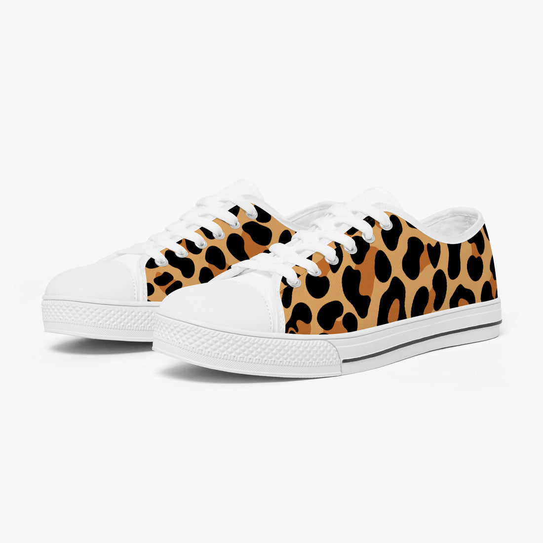 Leopard Print Trainers Womens Classic Brown Canvas Low Top Shoes