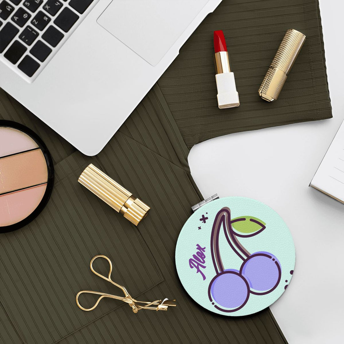 Personalized Beauty Gift Set | Mint Green & Purple Cherry 3 Piece Kit