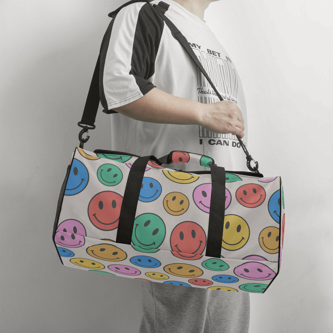 Smiley Face Funky Duffle Bag Cute Canvas
