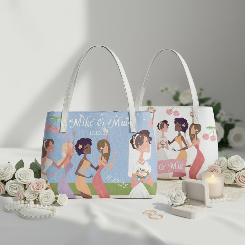 Bride Tote Bag, Cherry Bridal shower gift, Bachelorette Purse, Honeymoon handbag, Customized Wedding Bags
