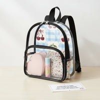 PVC Backpack | Personalized Clear Blue Gingham & Cherry Mini Bag