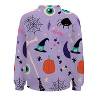 Women's Light Purple Halloween Sweatshirt Crewneck Pullover